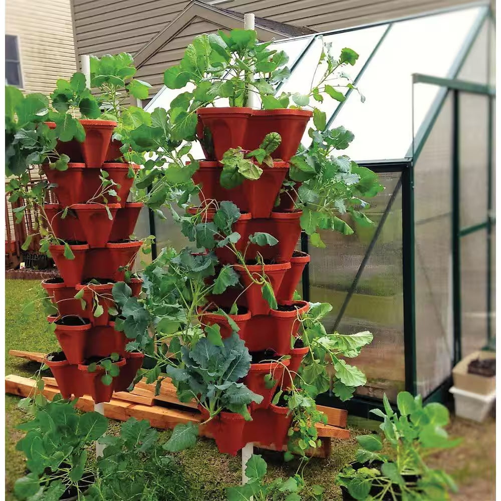 12 In. X 5.5 In. Terracotta Plastic Vertical Stackable Planter (5-Pack)