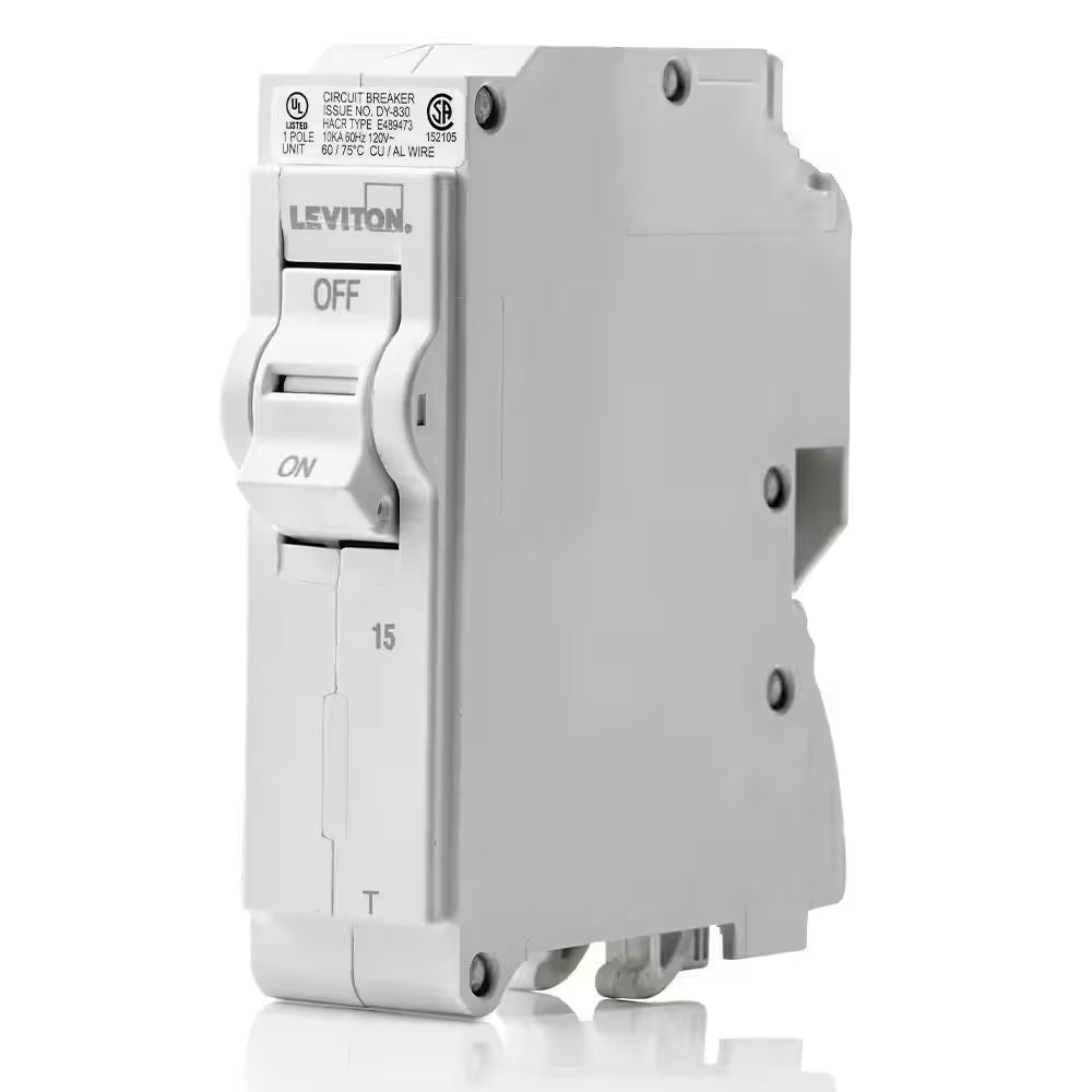 Standard 1-Pole 15 Amp, 120-Volt, Thermal Magnetic Branch Circuit Breaker