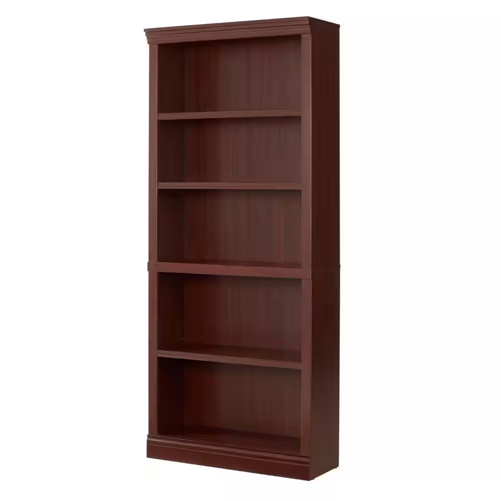 71 In. Dark Brown Wood 5-Shelf Classic Bookcase with Adjustable Shelves