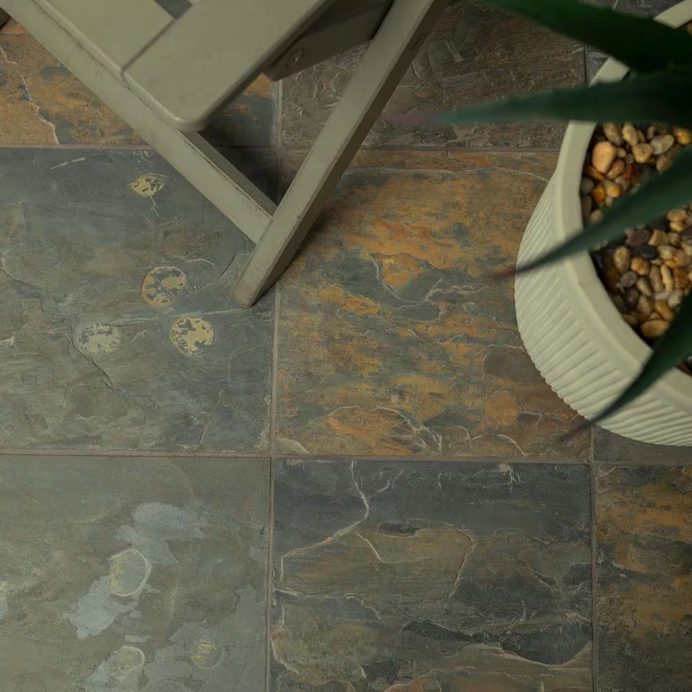 Rustique Earth Gauged Natural Slate Square Tile 12 In. X 12 In., Floor and Wall (10 Sq. Ft./Case)