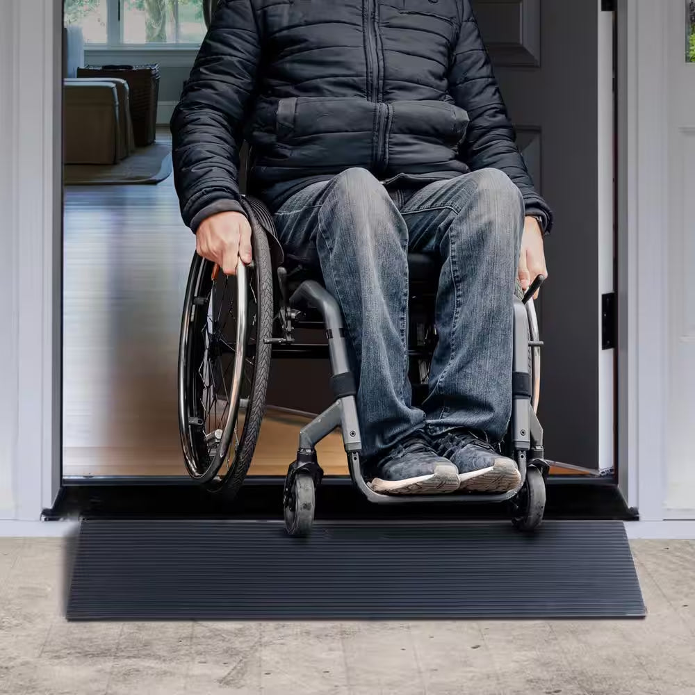 1.2 In. Rise Cuttable Threshold Ramp for Sweeping Robot, 35.4 In. Wide Natural Rubber Wheelchair Ramp, Non-Slip Ramp