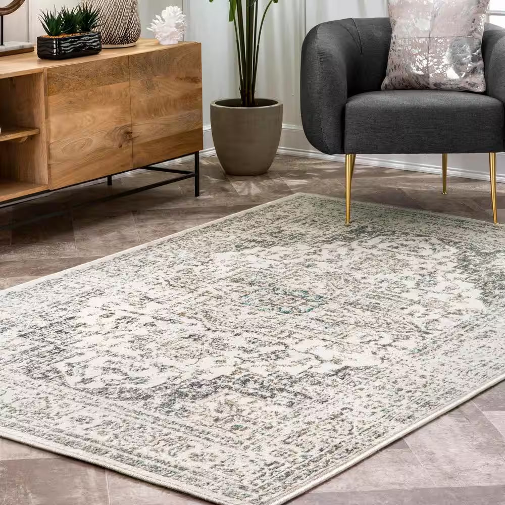 Vintage Tanith Cream 8 Ft. X 10 Ft. Living Room/Bedroom/Dining Room Area Rug