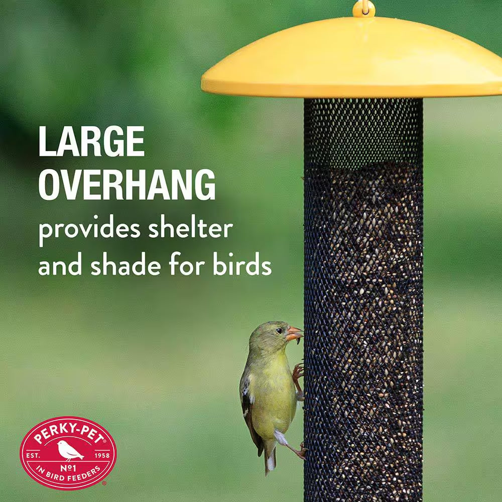 Straight Sided Yellow Metal Hanging Seed Feeder for Finch Bird-1.5 Lb. Capacity