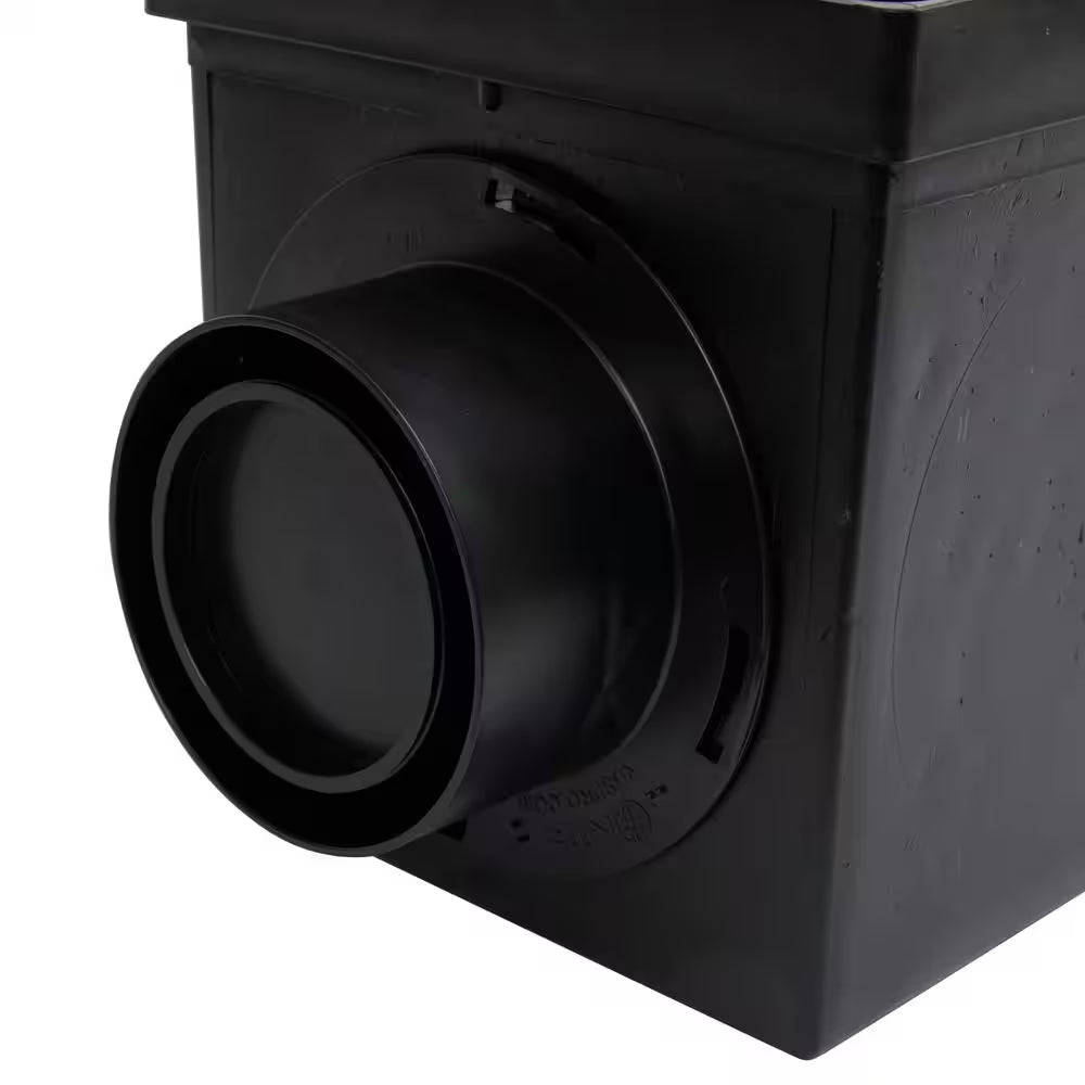 9 In. Square Catch Basin Drain Kit 2-Opening Basin, Black Plastic Grate, 2 Outlet Adapters and 1 Outlet Plug (4-Pack)