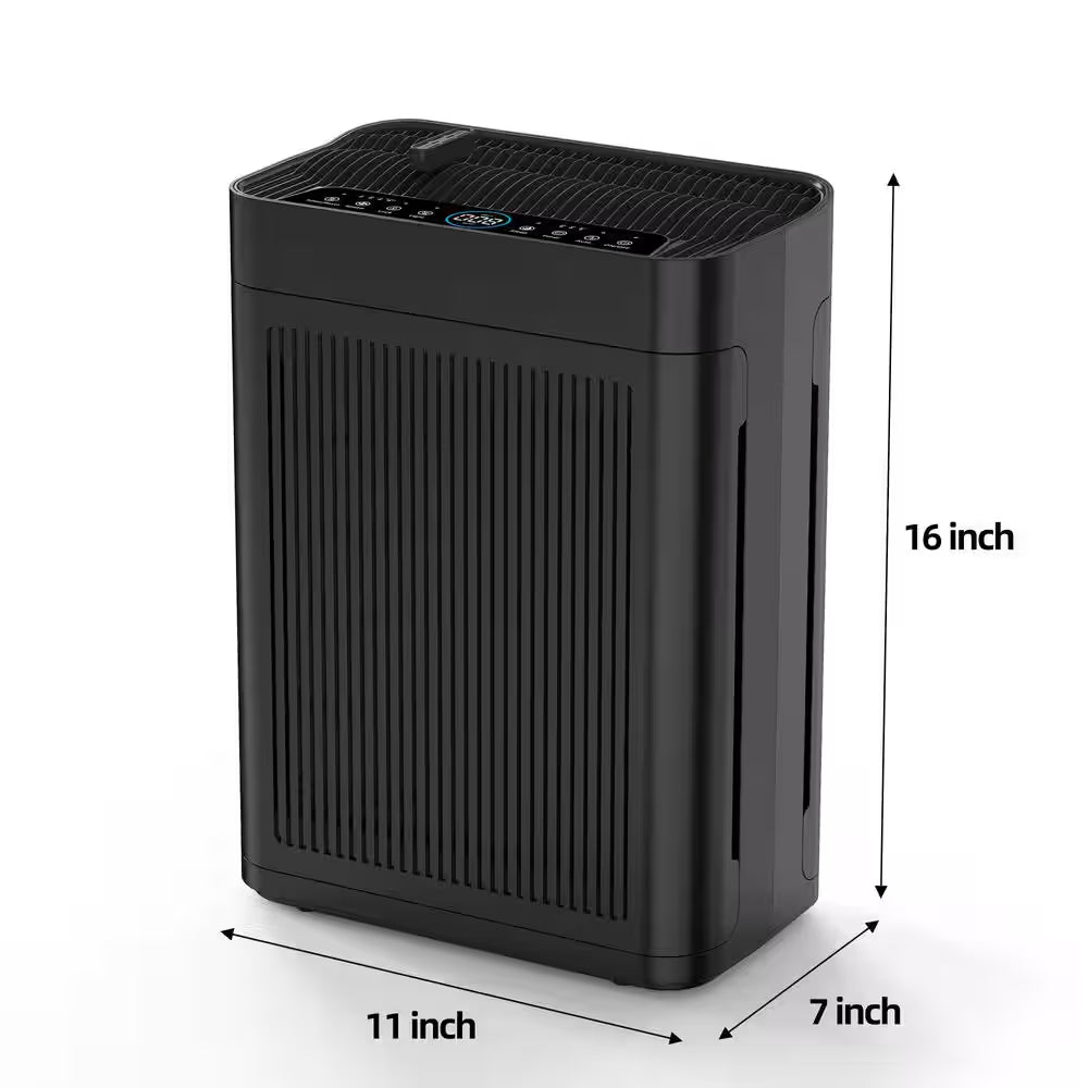 3000 Sq. Ft. Black HEPA Personal Room Air Purifier with Smart Controls and Whisper-Quiet, Air Quality Monitoring