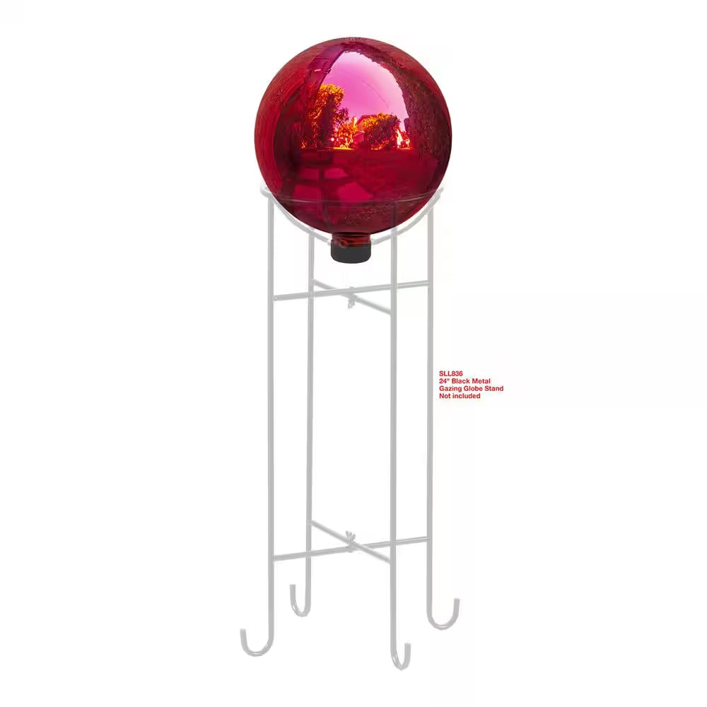 10 In. Dia Indoor/Outdoor Glass Gazing Globe Yard Decoration, Red