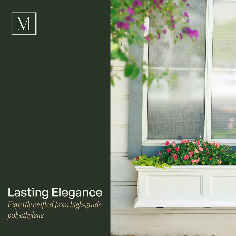 Fairfield 48 In. X 11 In. Self-Watering White Polyethylene Window Box