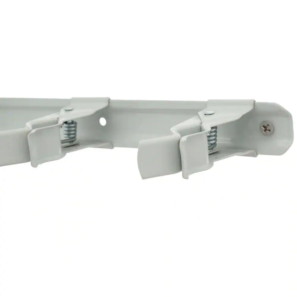 17 In. Wall-Mounted White Steel Spring Grip Clip Adjustable Storage Bar