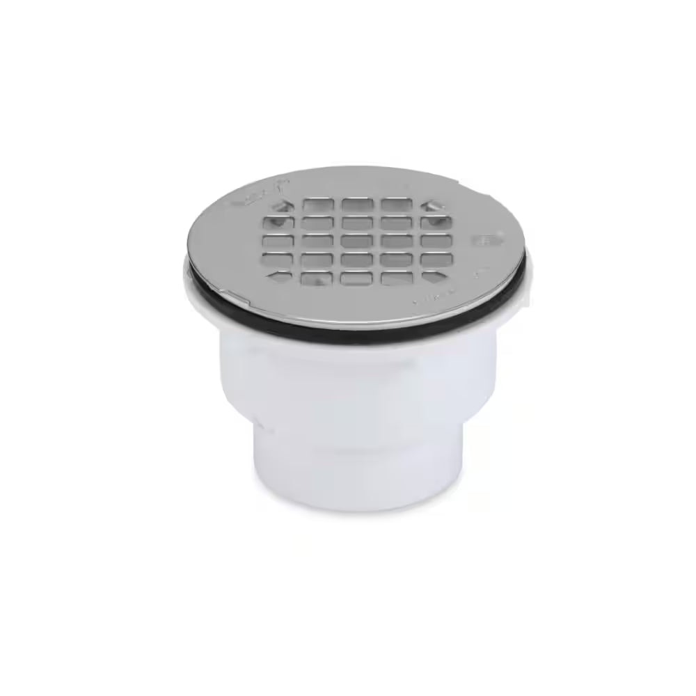 2 In. PVC Solvent Weld Shower Drain with Snap-In Stainless Steel Strainer