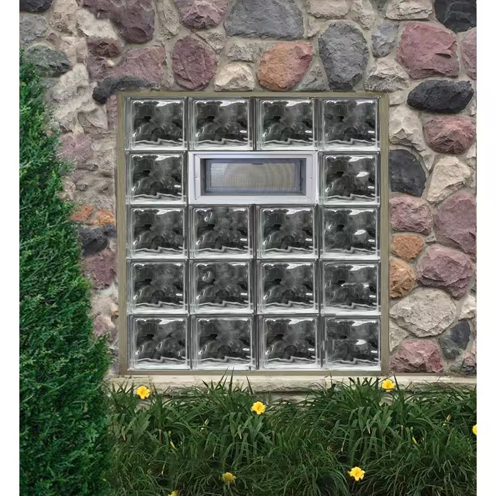 3 In. Thick Series 16 In. X 8 In. X 3 In. Hopper Vent for Glass Block Windows (Actual 15.5 X 7.75 X 3.12 In.)