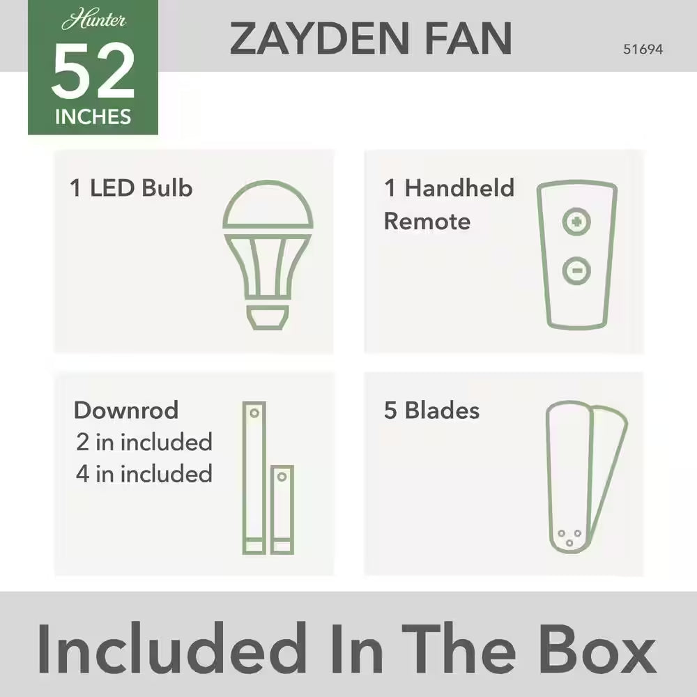 Zayden 52 In. Integrated LED Indoor Matte Black Ceiling Fan with Light Kit and Remote Included