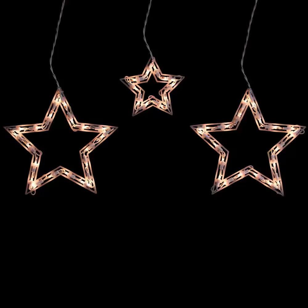 7 Ft. 6-Light Clear Star Shaped Icicle Christmas Lights with White Wire