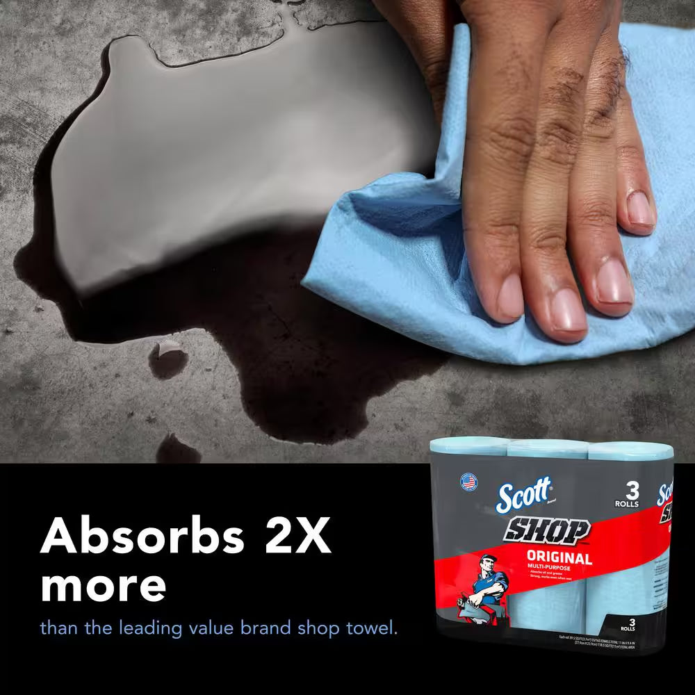 Blue 1-Ply 9X11 Shop Towel Cleaning Wipes (3-Pack Bundle of 10)