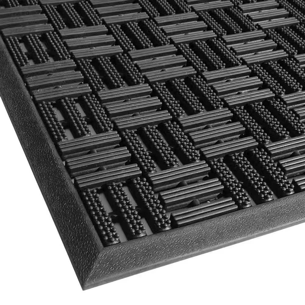 Drainage Black 17.5 In. X 29.5 In. Rubber Non-Slip Indoor Outdoor Door Mat