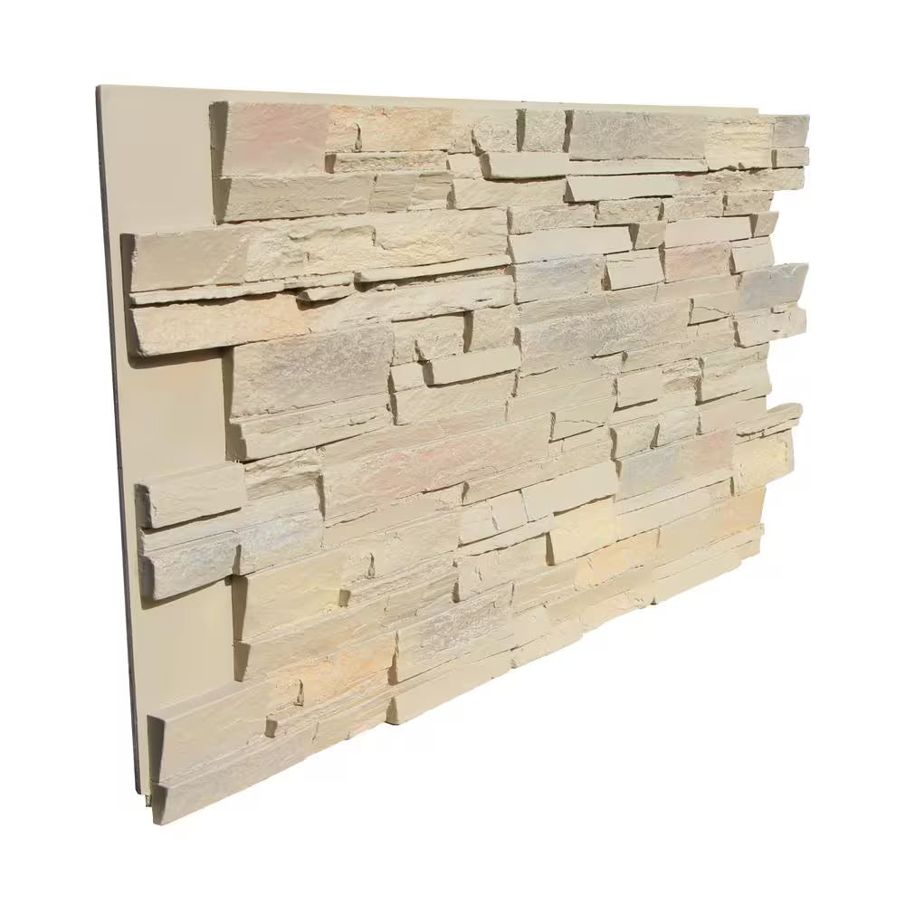 Stack Stone 48 In. X 24.25 In. Polyurethane Interlocking Siding Panel Finished in Khaki Argile