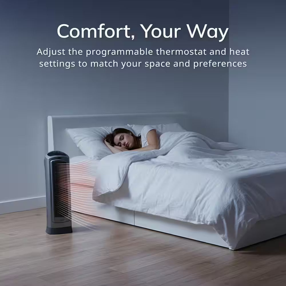 1500W 22 In. Gray Electric Tower Ceramic Space Heater with Digital Display, Thermostat and Remote Control