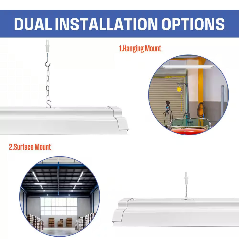 4 Ft. 50-Watt 6000 Lumen LED Shop Light, White, 2 Pack