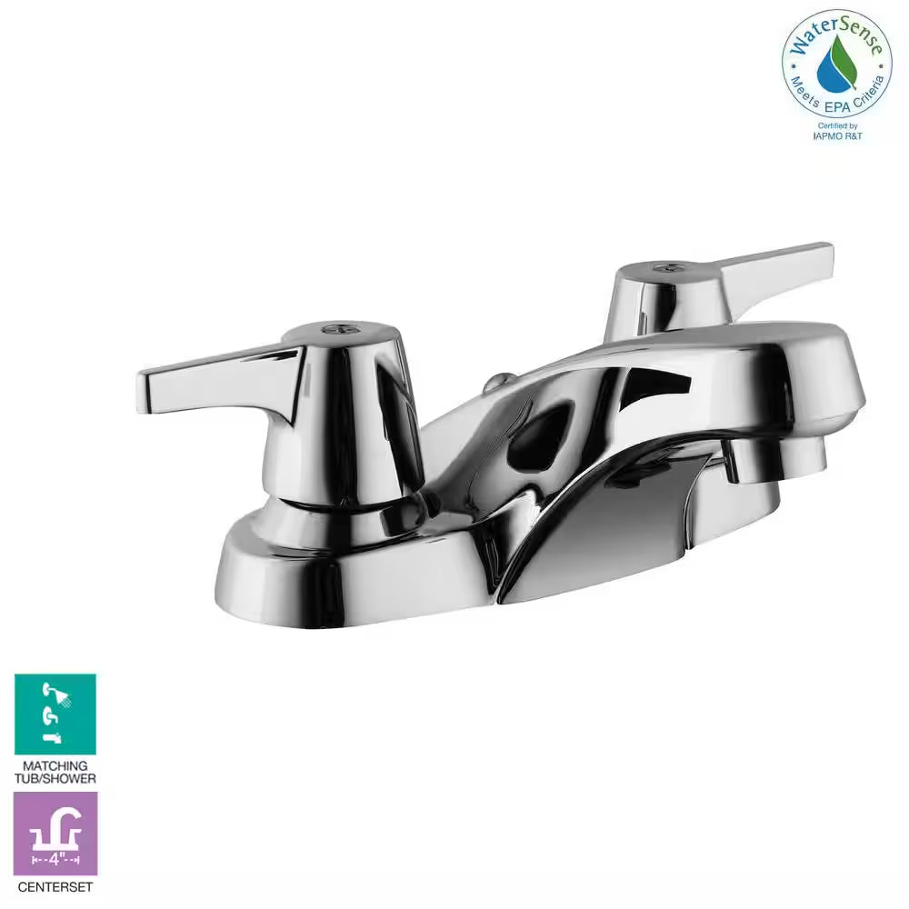 Aragon 4 In. Centerset 2-Handle Low-Arc Bathroom Faucet without Pop-Up Drain in Chrome