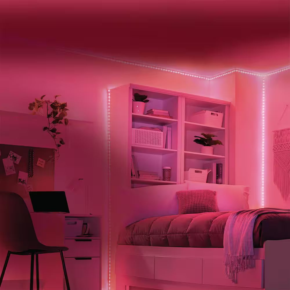 32.8 Ft. RGB Color Changing Dimmable LED Strip Light with Remote Control