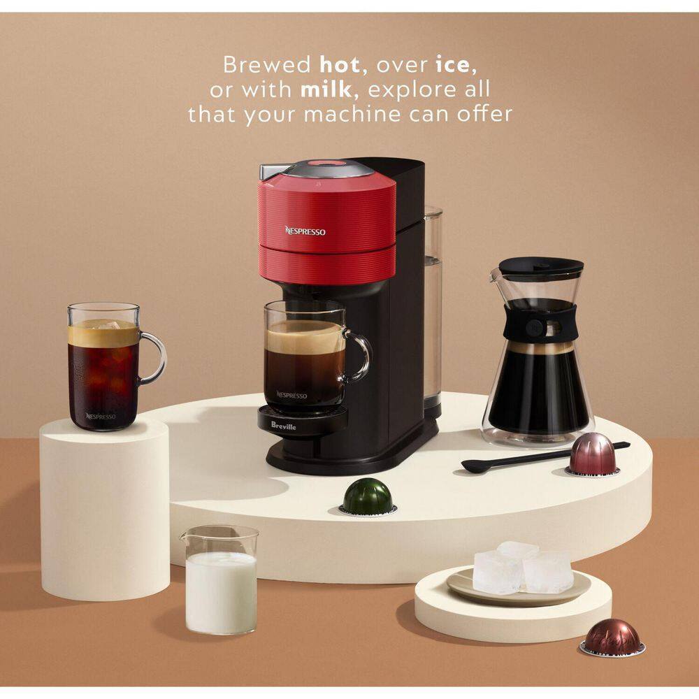 1 Cup Vertuo Next Coffee and Espresso Machine in Red plus Aeroccino3 Milk Frother in Black