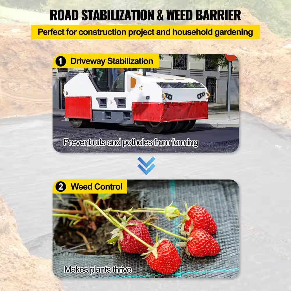 13 Ft. X 108 Ft. Commercial Grade Driveway Fabric Weed Barrier Landscape Fabric for Walking Path