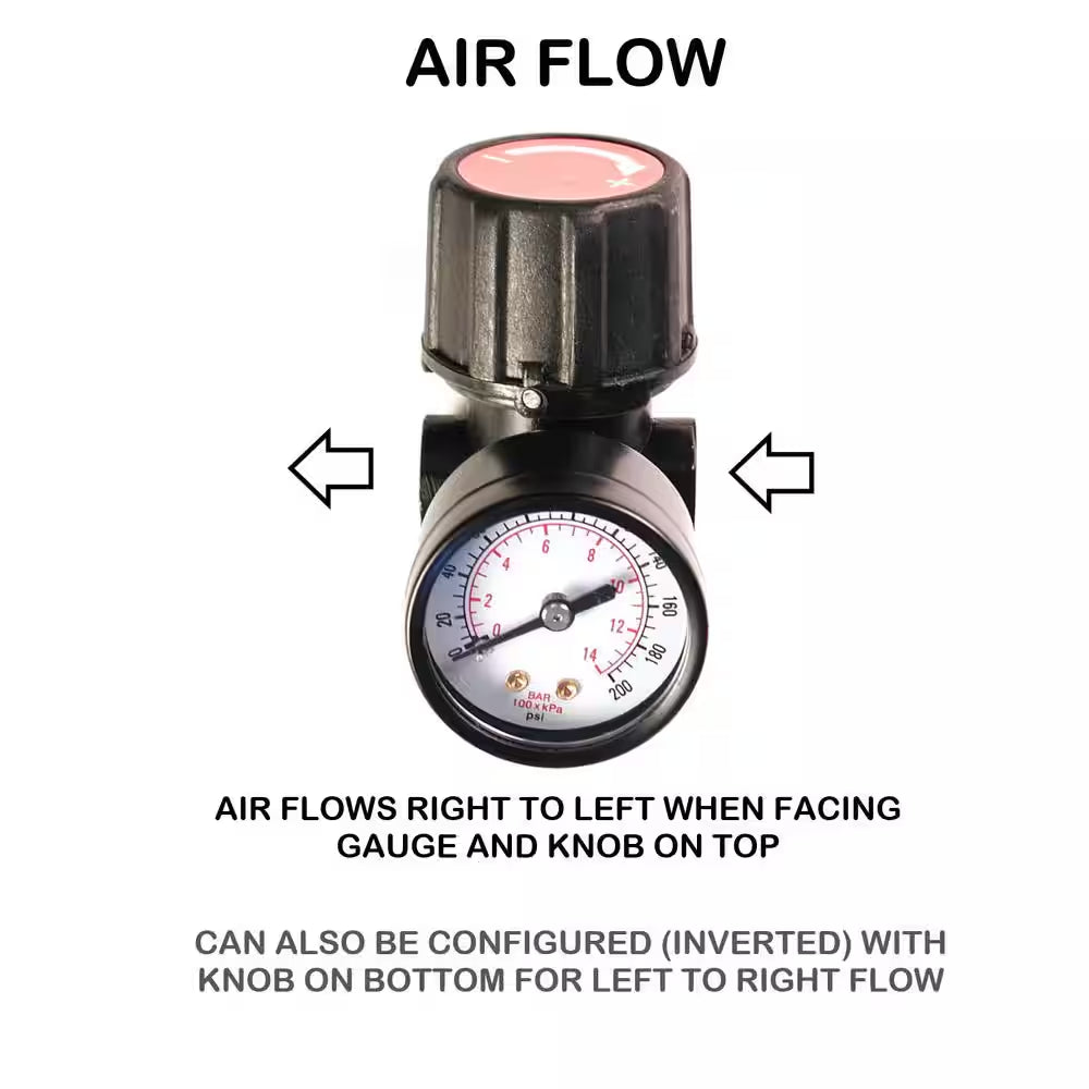 1/4 In. NPT Replacement Air Regulator with Steel-Protected Gauge