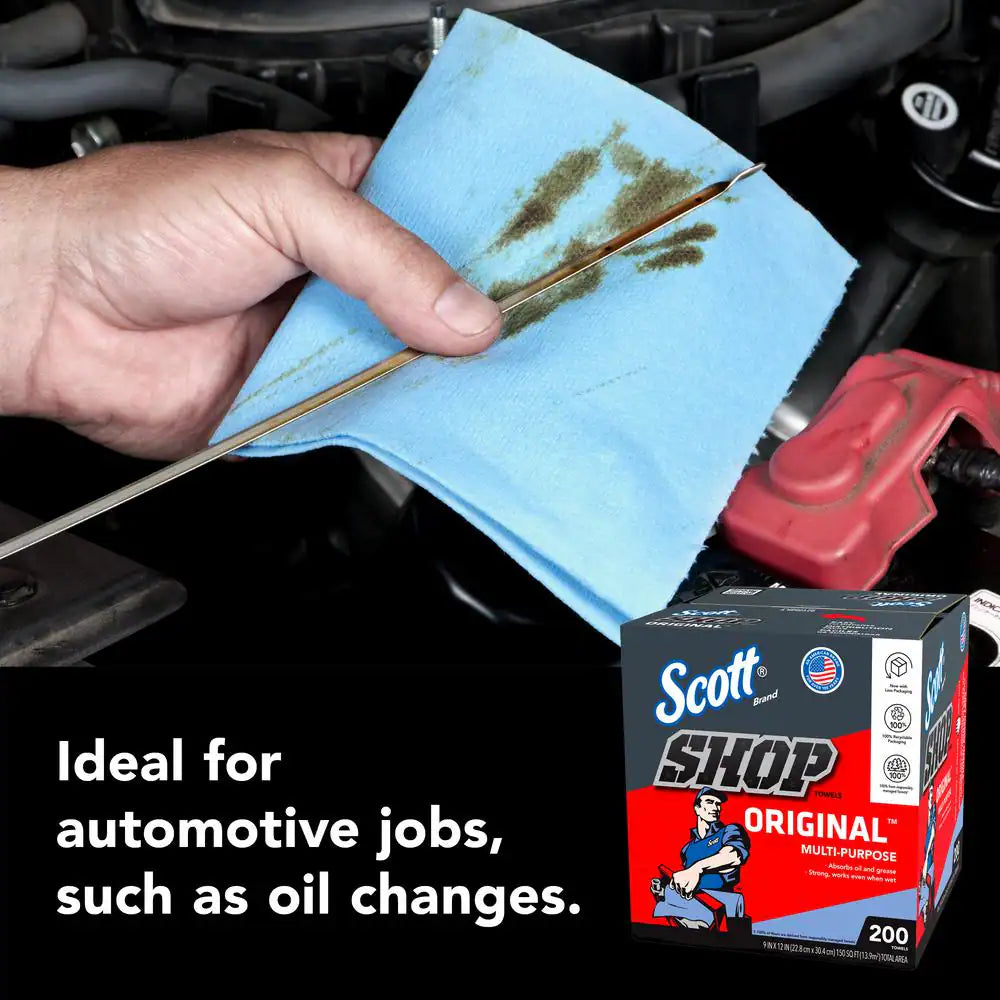 Blue Pop-Up Box Shop Towels (200/Box)