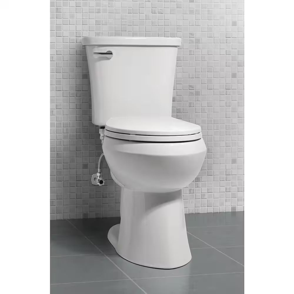 Power Flush 12 In. Rough in 2-Piece 1.28 GPF Single Flush Elongated Toilet in White, Seat Included