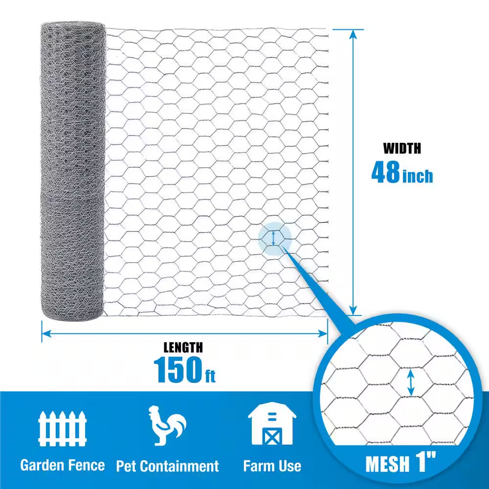4 Ft. X 150 Ft. 20-Gauge Poultry Netting with 1 In. Mesh