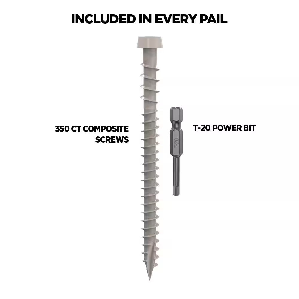 #10 2-1/2 In. Stone Gray Star Drive Trim-Head Composite Deck Screw (350-Count)
