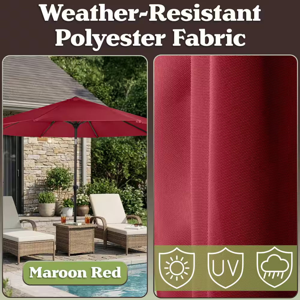10 Ft. Aluminum Outdoor Patio Umbrella with Auto Tilt, Easy Crank Lift in Red