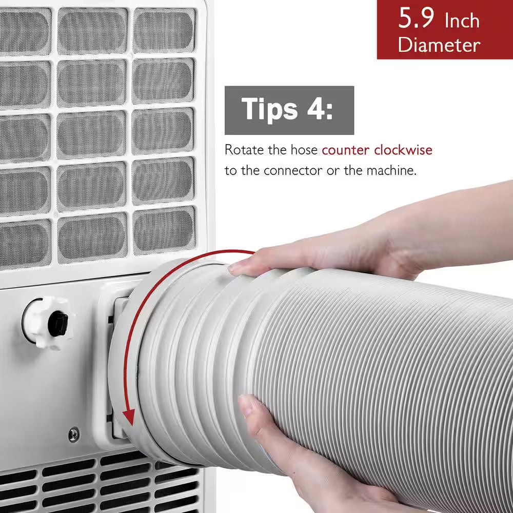 5.9 In. X 6.5 Ft. Non-Insulated Flexible Exhaust Hose for Portable Air Conditioner, Counter-Clockwise
