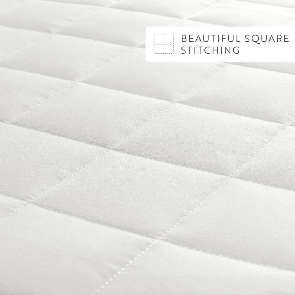 Square White Queen Performance Quilted Coverlet Set