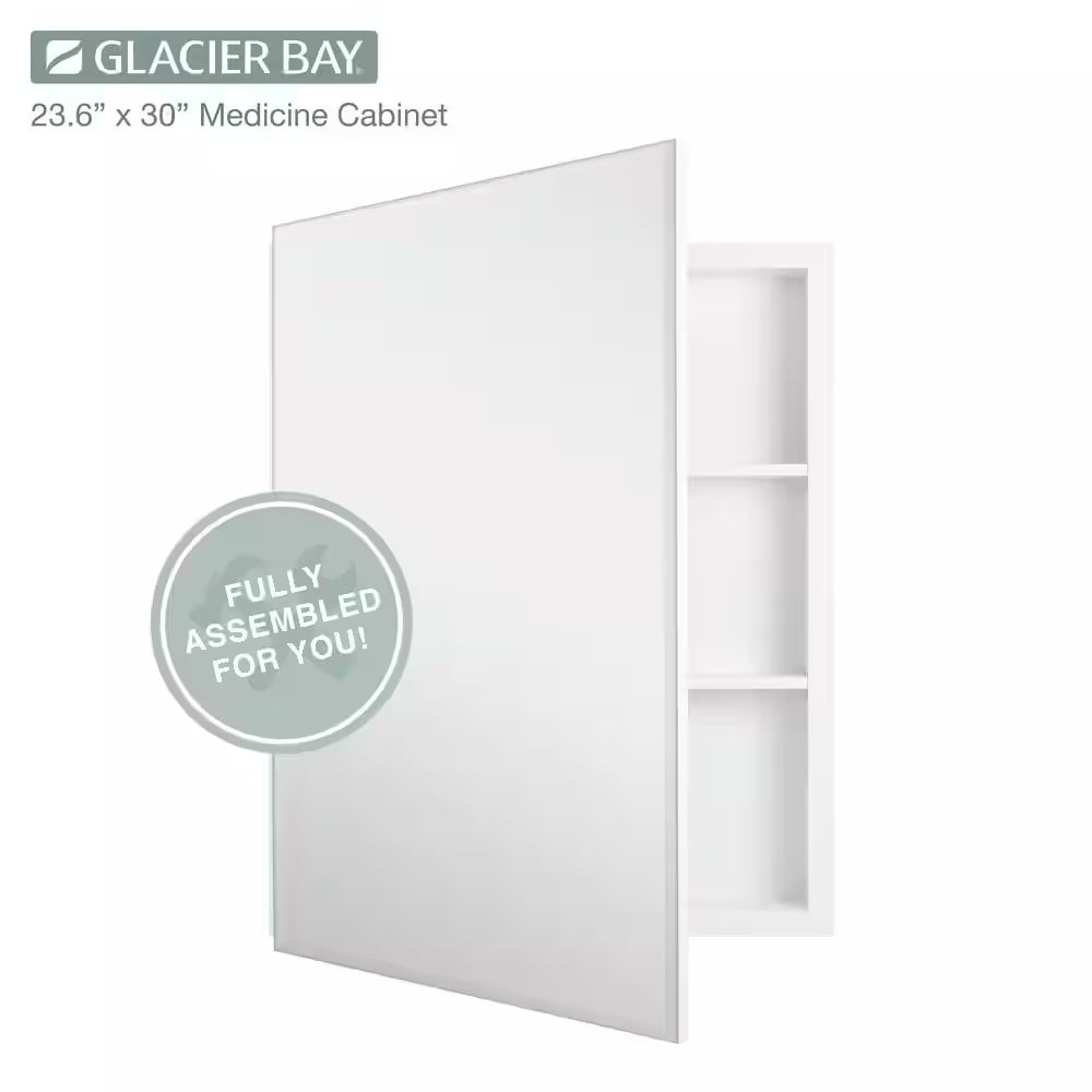 23.6 In. W X 30 In. H Rectangular Wood Composite Medicine Cabinet with Mirror