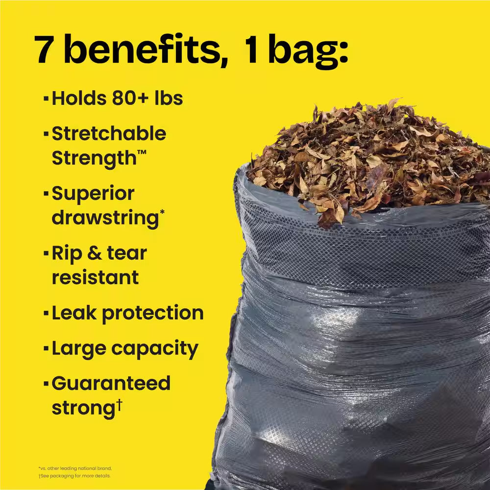 30 Gal. Heavy Duty Large Drawstring Outdoor Unscented Black Trash Bags (50-Count)