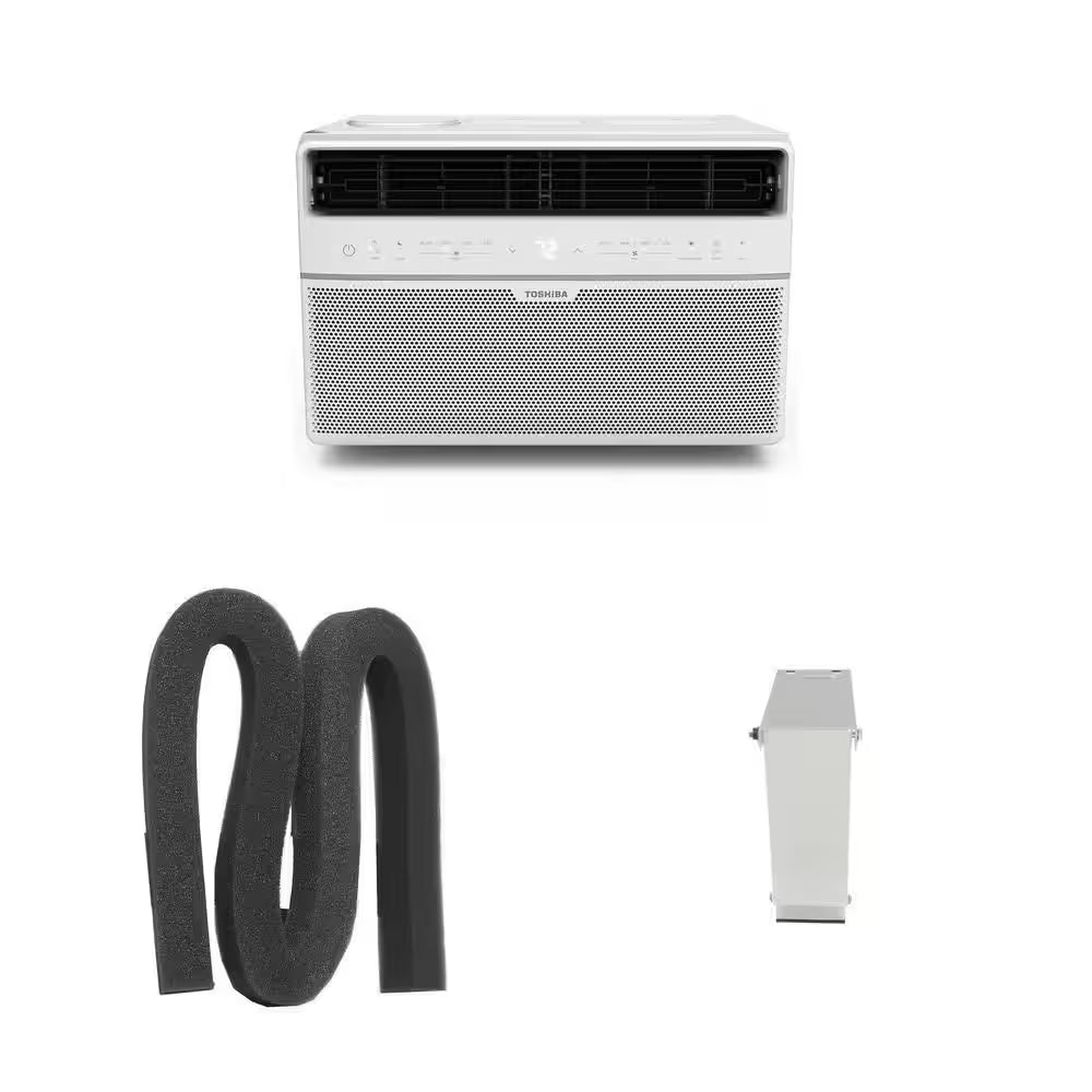 8,000 BTU Smart Wi-Fi Window Air Conditioner, 1-1/4 In. Weatherseal and Heavy-Duty Support Combo