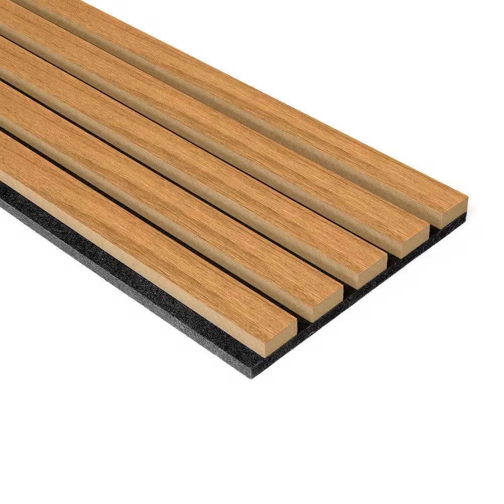 3/5 Ft. X 8 Ft. X 4/5 In. Wood Slat Acoustic Panels, MDF Decorative Teak Wall Paneling (4-Piece/21 Sq. Ft.)