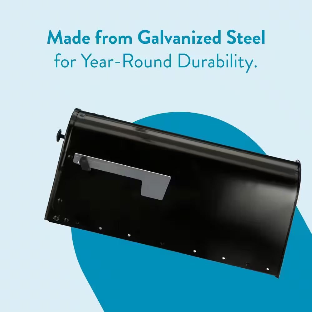 Edwards Black, Large, Steel, Post Mount Mailbox