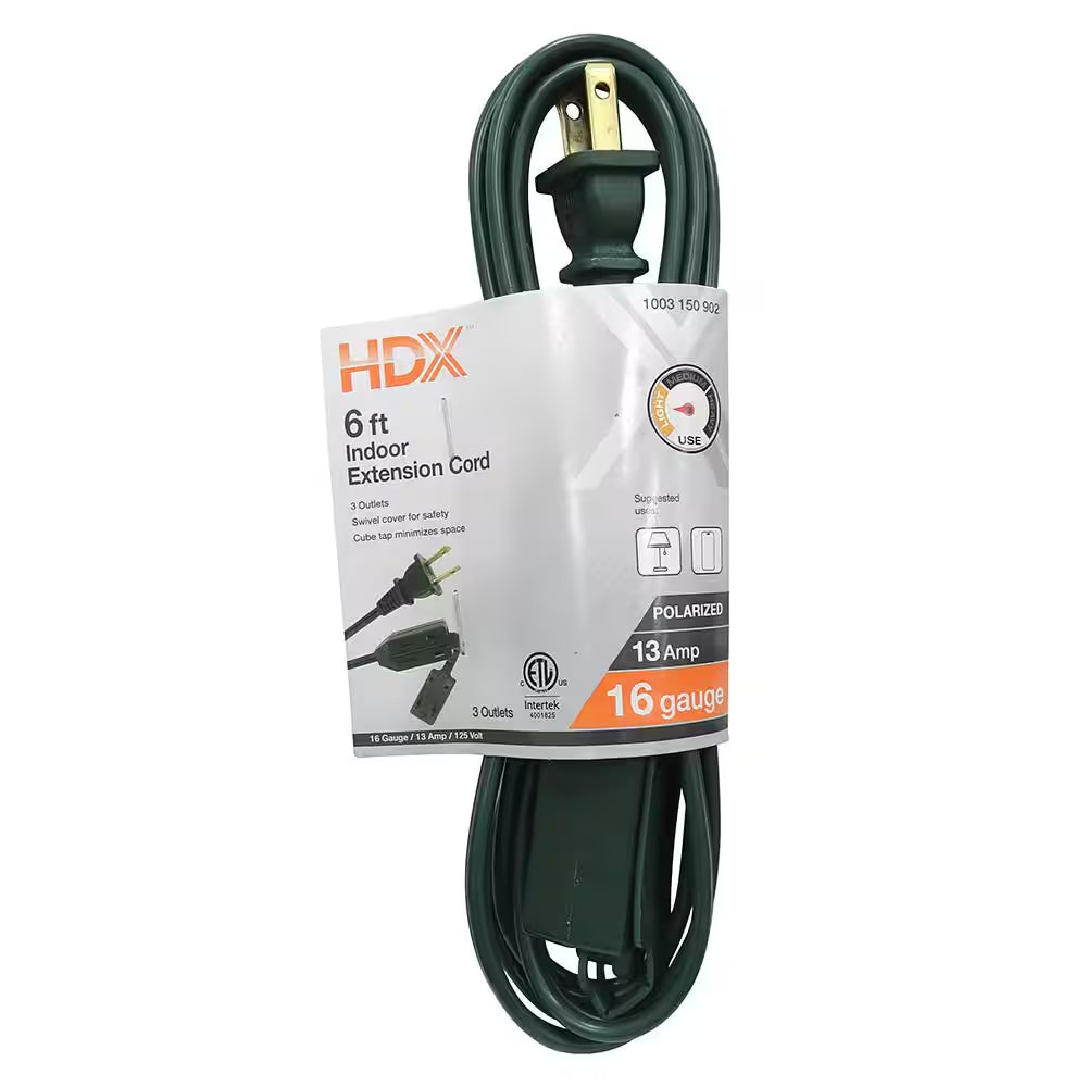 6 Ft. 16/2-Gauge Green Cube Tap Extension Cord
