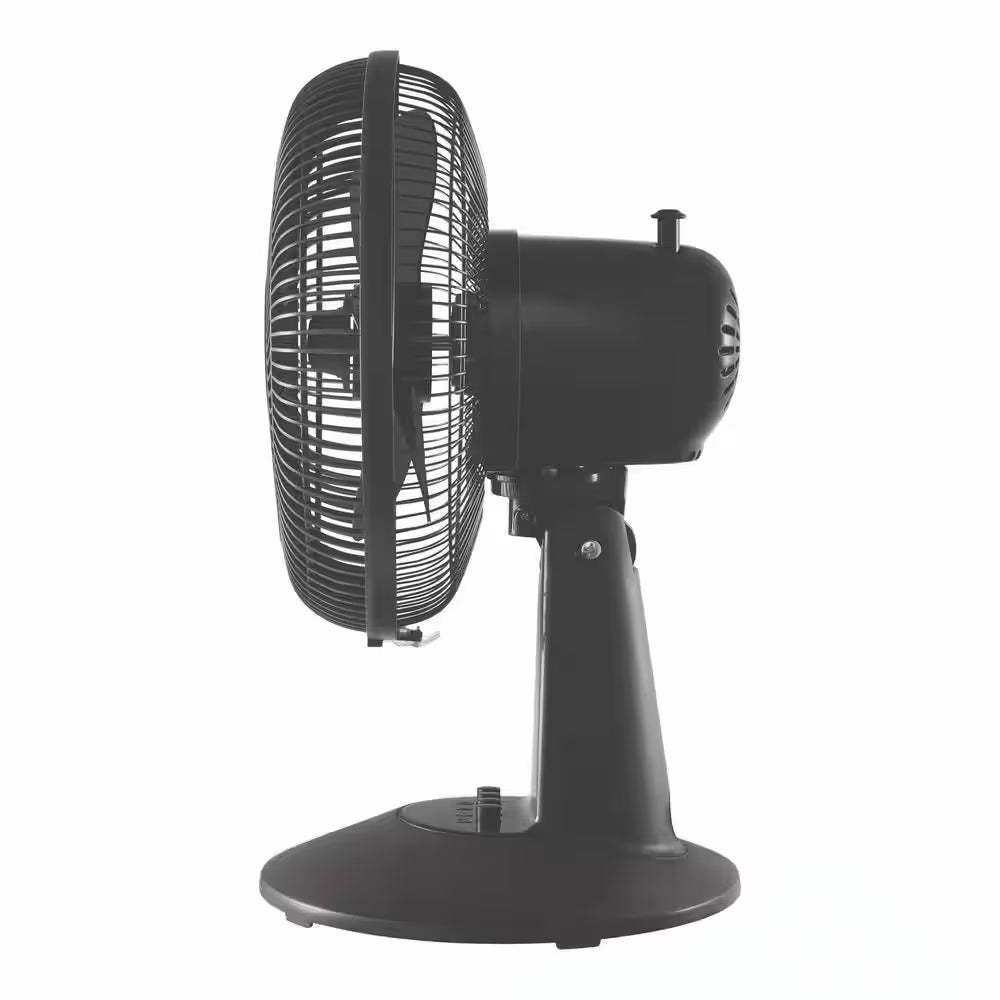 12 In. 3-Speed Oscillating Personal Desk Fan with Tiltable Head in Black