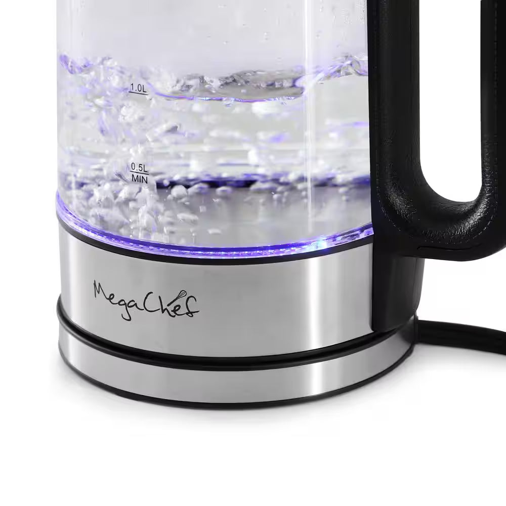 7 Cups Glass Electric Tea Kettle Silver