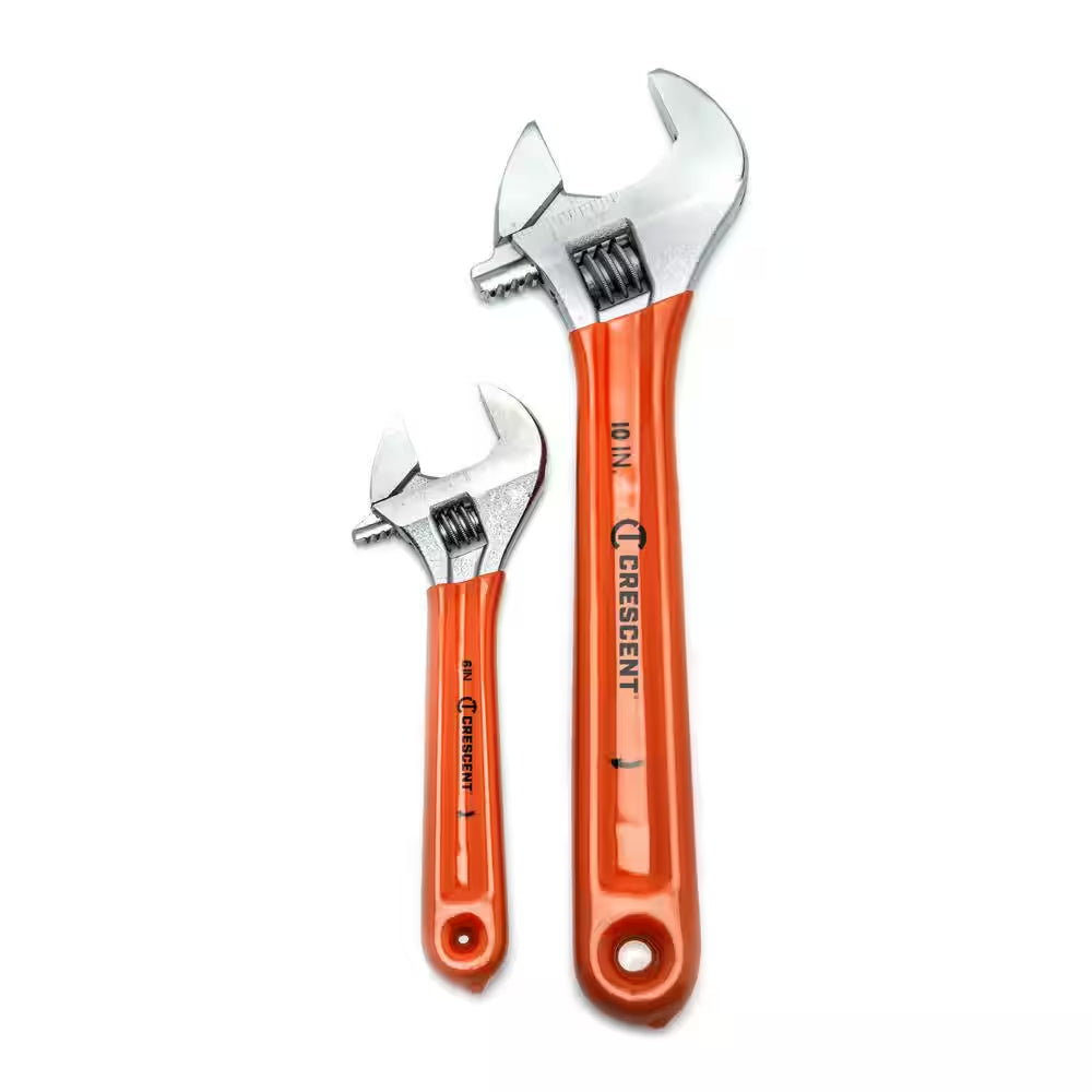 6 In. and 10 In. Chrome Cushion Grip Adjustable Wrench Set (2-Piece)
