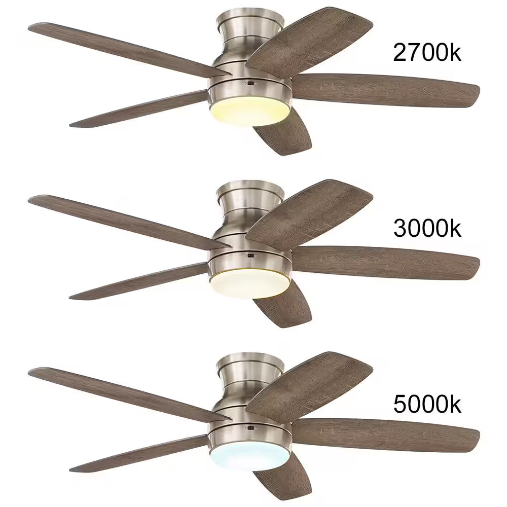Ashby Park 52 In. White Color Changing Integrated LED Brushed Nickel Ceiling Fan with Light Kit and Remote Control
