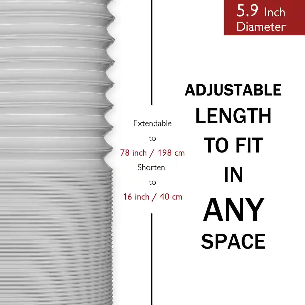 5.9 In. X 6.5 Ft. Non-Insulated Flexible Exhaust Hose for Portable Air Conditioner, Counter-Clockwise