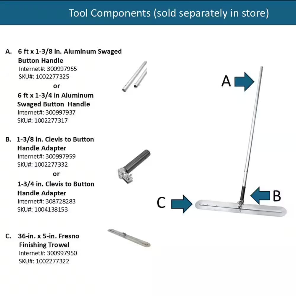 36 In. X 5 In. Fresno round End Finishing Trowel