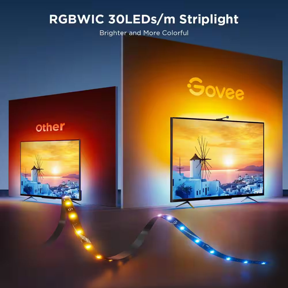 RGBIC 24-Watt Equivalent 12.5 Ft. Smart Integrated LED Black Color Changing TV Back Light for 55-65 In. Tvs (1-Strip)