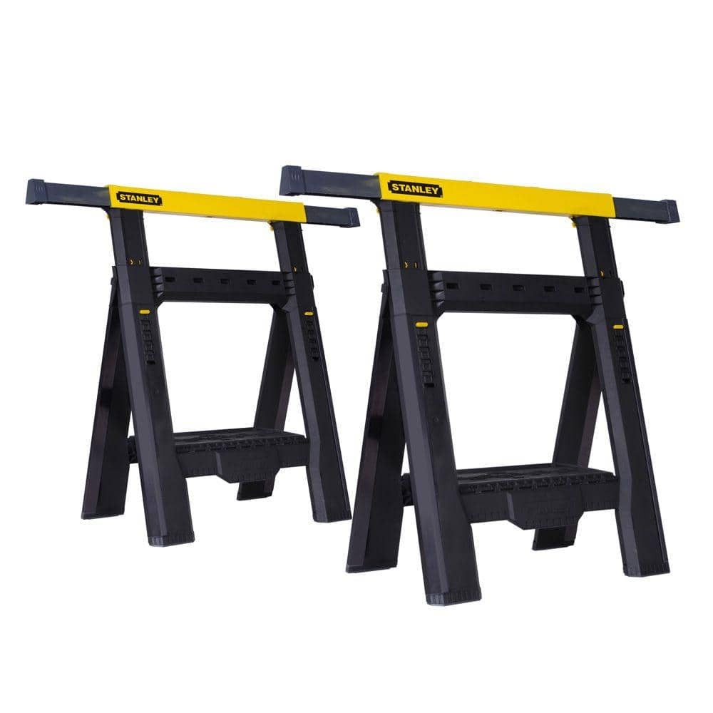 32 In. H Plastic 2-Way Adjustable Folding Sawhorse (2 Pack)