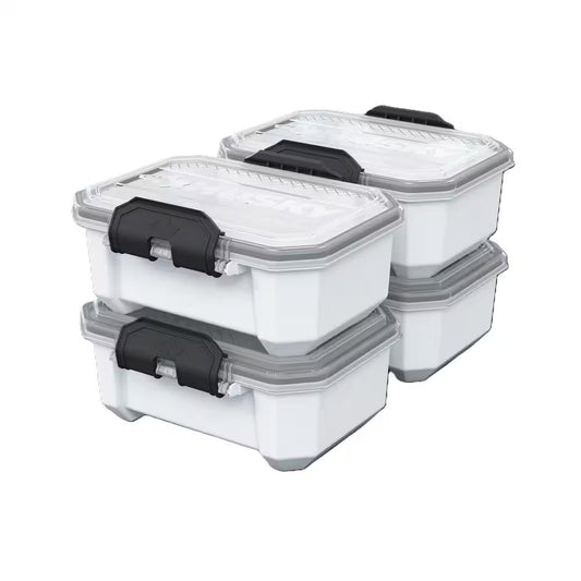 0.8 Gal. Compact Pro Duty Waterproof White Tote (4-Pack)