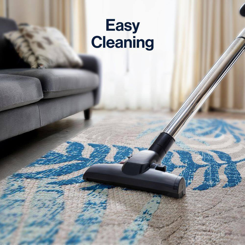 Tropics Palm Leaves Gray/Blue Indoor/Outdoor 8 Ft. X 10 Ft. Area Rug