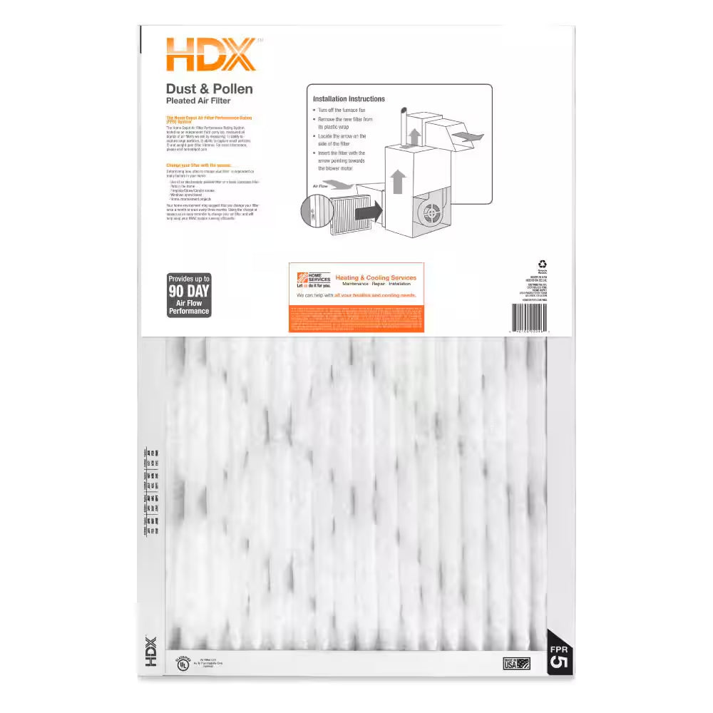 16 In. X 25 In. X 1 In. Standard Pleated Furnace Air Filter FPR 5, MERV 8 (3-Pack)